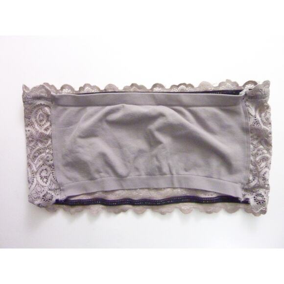 NWOT Lace Scalloped Bandeau Bra Free People Intimately Tube Top M/L Mauve Gray - Picture 3 of 5